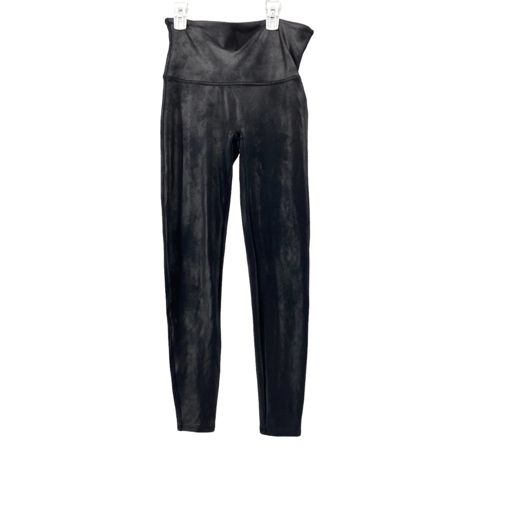 SPANX by Sara Blakely Black faux leather High Rise Leggings Women's Size XL